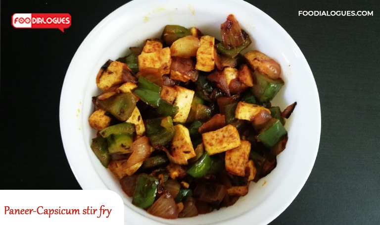 Paneer-Capsicum stir fry